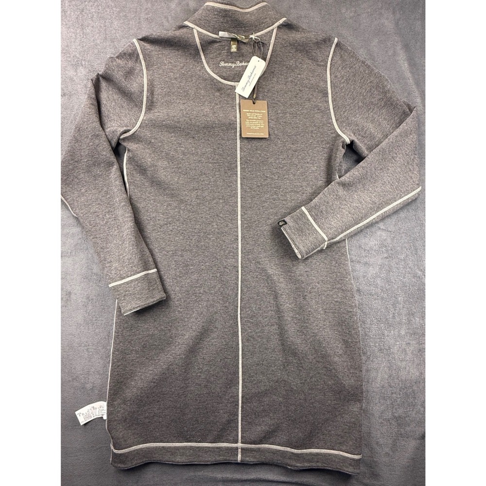 Tommy Bahama Marled Flip Side Reversible 1/4 Zip Dress Silver Streak Heather M - Picture 14 of 15